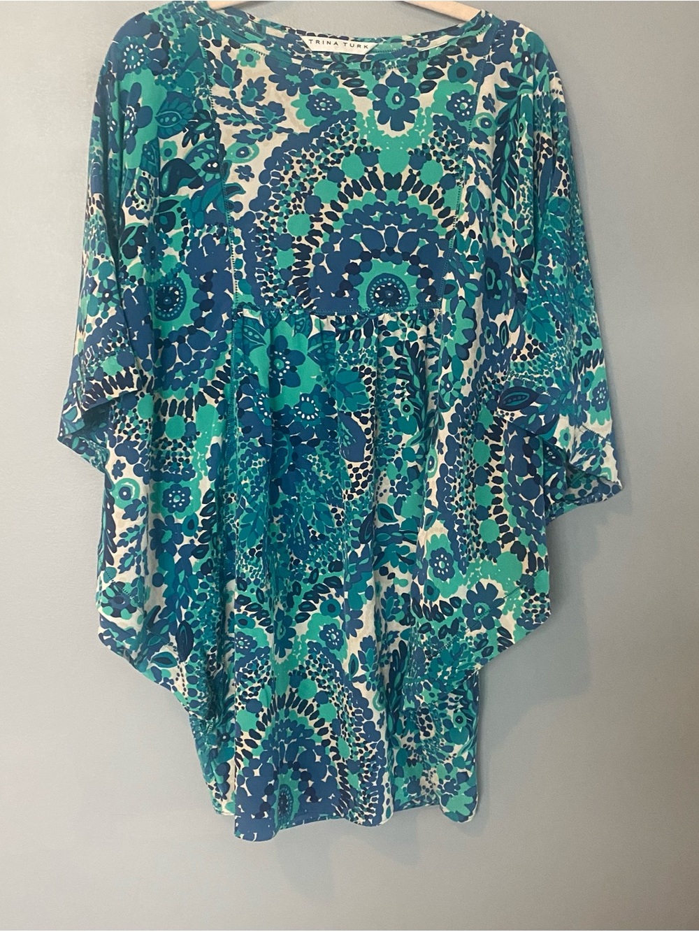 Trina Turk Teal Paisley Graciella Dress XS